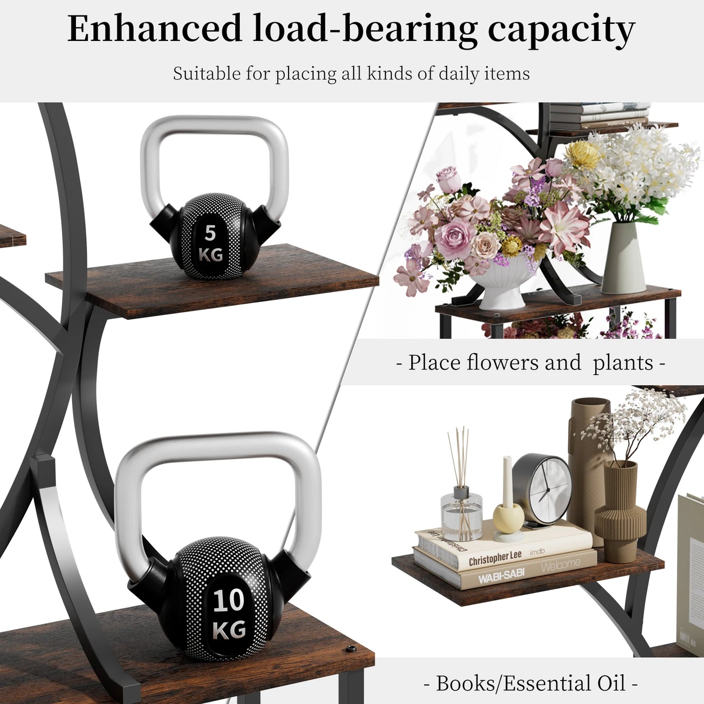 Multilayered Plant Stand Industrial Style Tree-Shaped Plant Stand Display Rack Corner Flower Holder for Garden Planters, Indoor