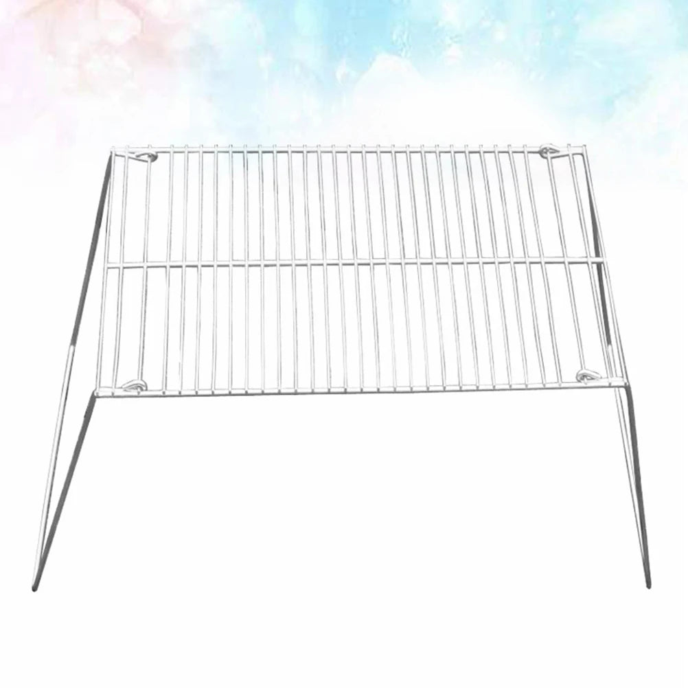 Portable Grill for Camping Stainless Steel Mini BBQ Tools Outdoor Barbecue Accessories Portable BBQ Mesh Barbecue Silver Tools