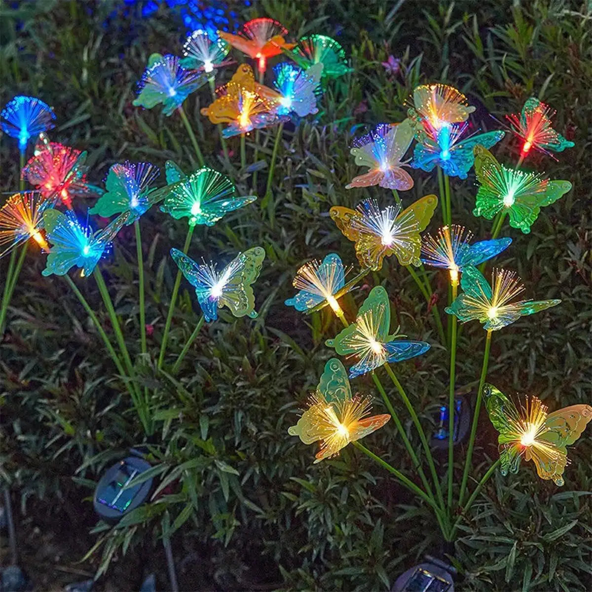 Solar Led Butterfly Flower Light Lights For Decoration Outdoor Panel Fence Lighting Garden Waterproof Landscape With Lawn Ground