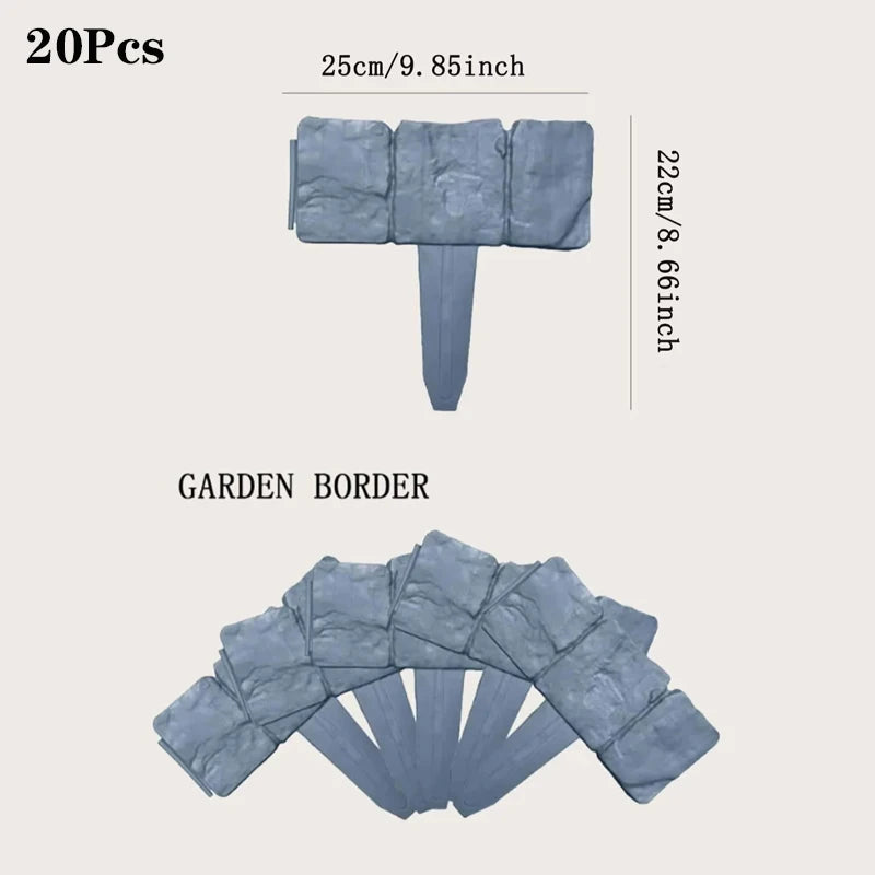 20/10/5pcs Plastic Garden Edging Border, Imitation Stone Fence Panels, Patio Outdoor Barrier