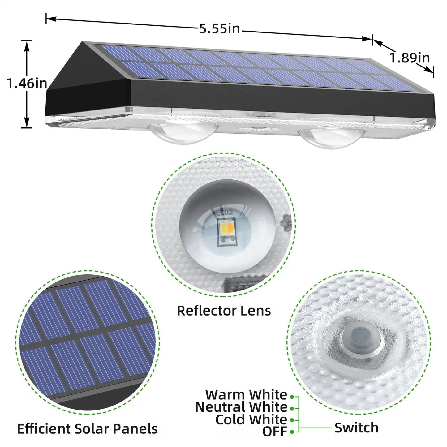 Solar Fence Lights Outdoor- IP65 Waterproof 3 Mode Solar Deck Lights for Outside Yard Railing Step Patio Stair and Wall (6 pack)