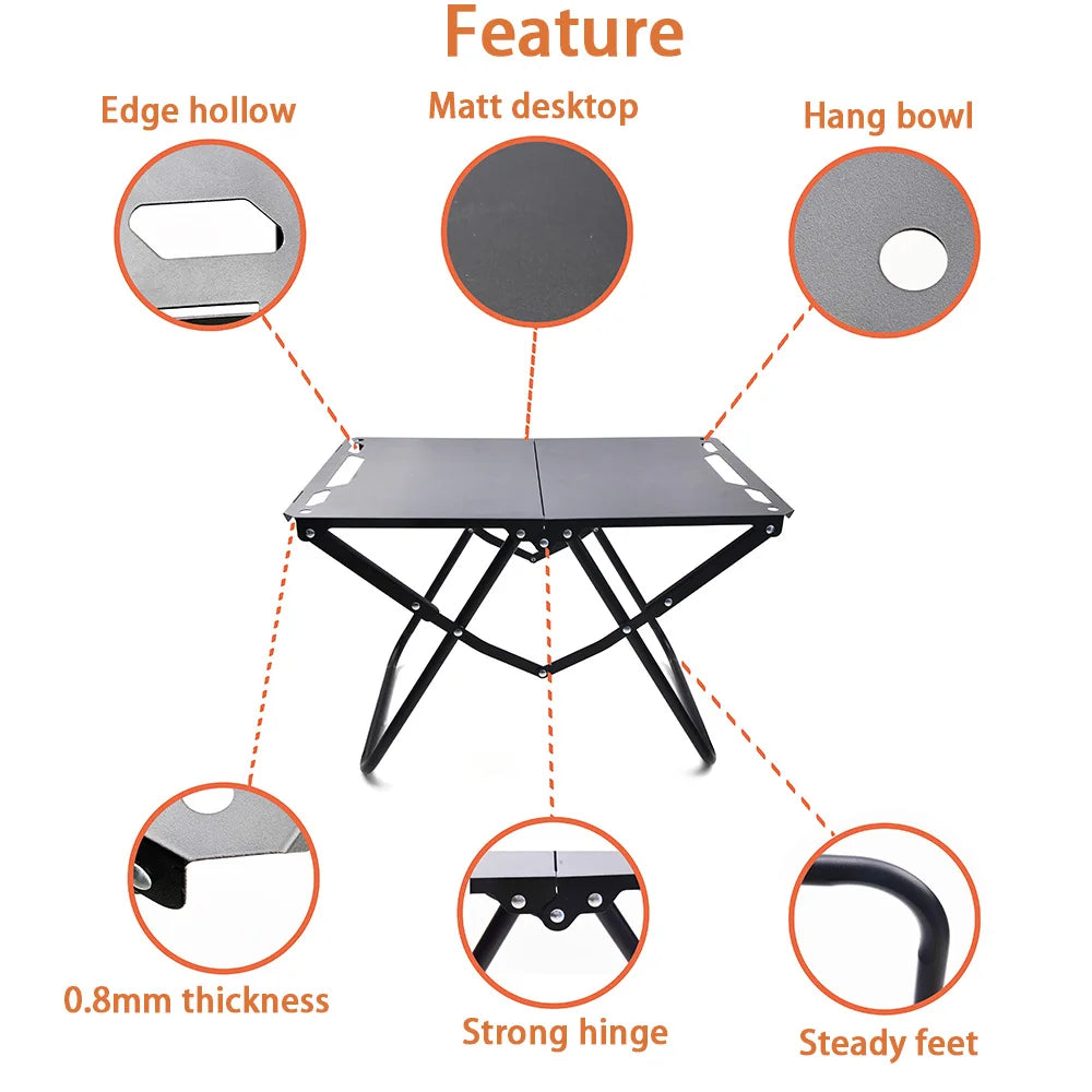 Portable Picnic Table Beach Tables camping Table for Sand Foldable Edge With Hollowing Hangable items More Convenient