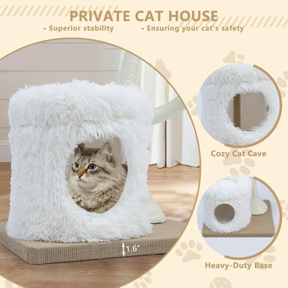 Very 63” Cat Tree Tower For Indoor Cats, Multi-Level Large Cat Climbing Furniture With Scratching Posts, Soft Perch, Cozy Cave,