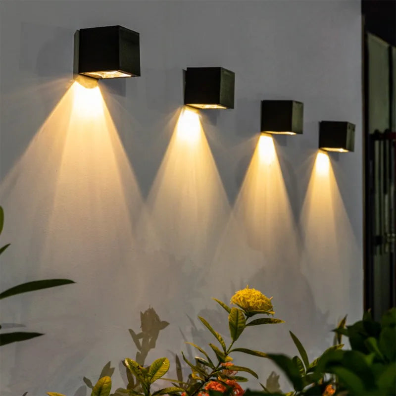 2-Pack Solar Powered Oudoor Landscape Wall Lights Waterproof RGBW Outdoor Lights for Garden Patio Yard