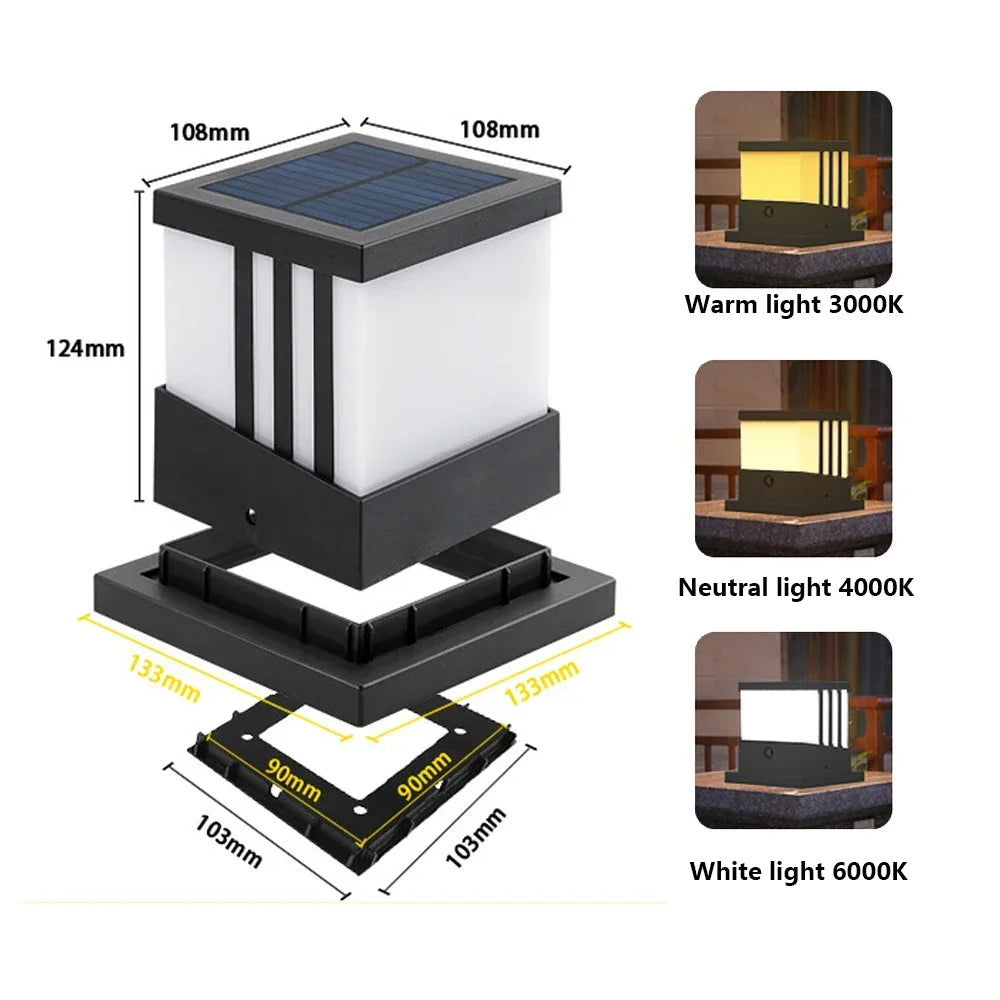 Solar Garden Light Outdoor Patio Fence Gate Street Lamp Waterproof Solar Post Light for Porch Stairs Lawn Courtyard Garden decor