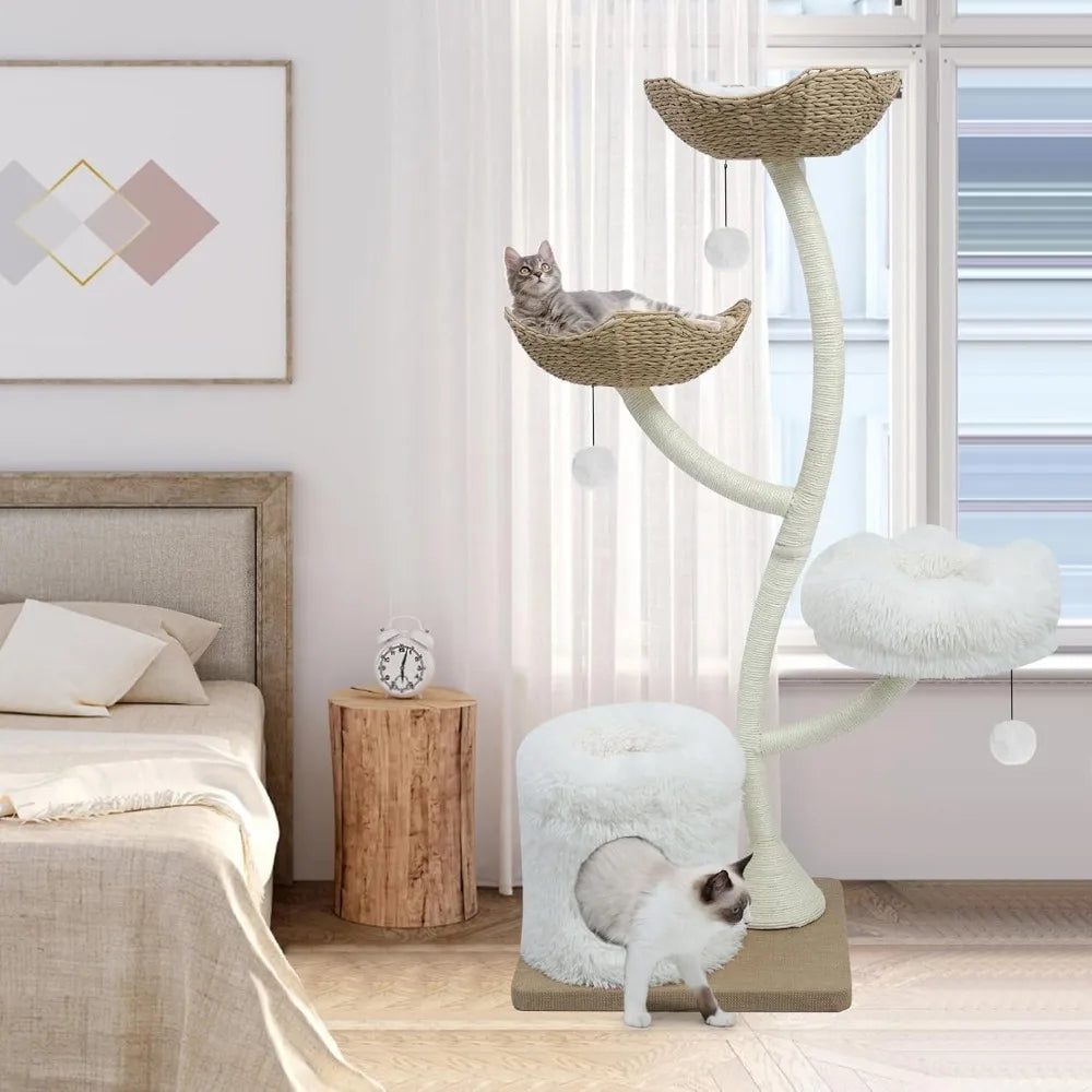 Very 63” Cat Tree Tower For Indoor Cats, Multi-Level Large Cat Climbing Furniture With Scratching Posts, Soft Perch, Cozy Cave,