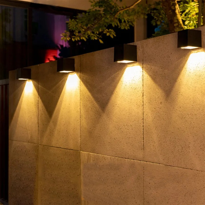 2-Pack Solar Powered Oudoor Landscape Wall Lights Waterproof RGBW Outdoor Lights for Garden Patio Yard