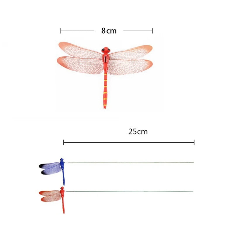 24Pcs 3D Dragonfly Garden Decor Dragon Fly Garden Stakes Dragonflies Garden Ornaments Dragonfly Stakes