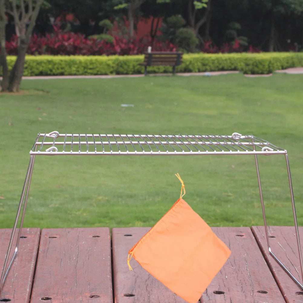 Portable Grill for Camping Stainless Steel Mini BBQ Tools Outdoor Barbecue Accessories Portable BBQ Mesh Barbecue Silver Tools