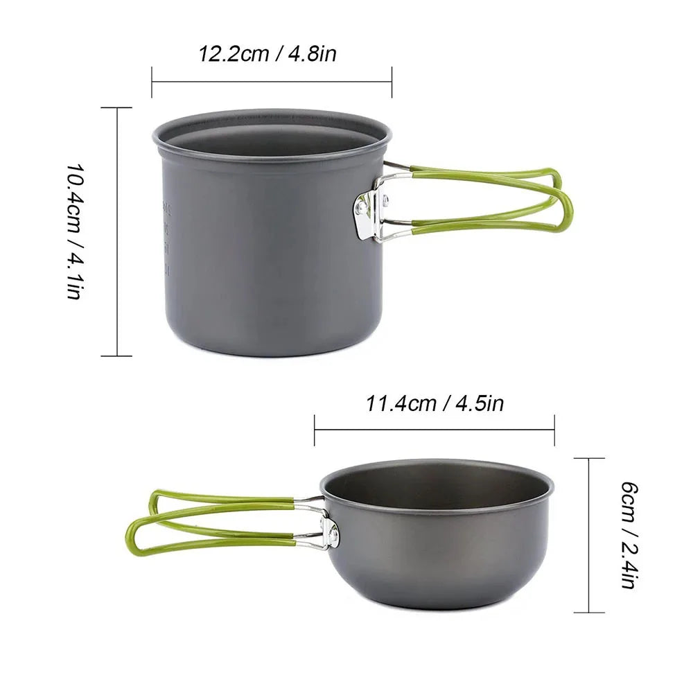 Camping Cookware Kit with Stove Outdoor Cooking Set with Knife Fork Spoon Outdoor Pot Travel Tableware Kitchen Hiking Picnic BBQ
