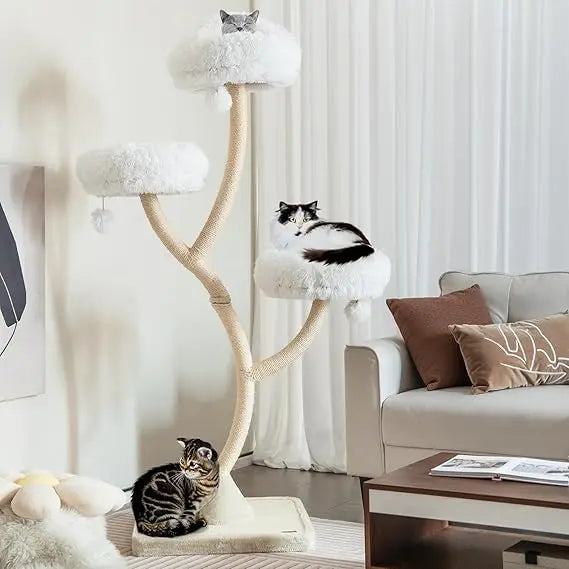 PETSITE 70" Tall Cat Tree, Cat Tower with Scratching Posts and Board, Multi-Level Cat Tower for Large Cats 20 lbs+ with 3 Cozy P