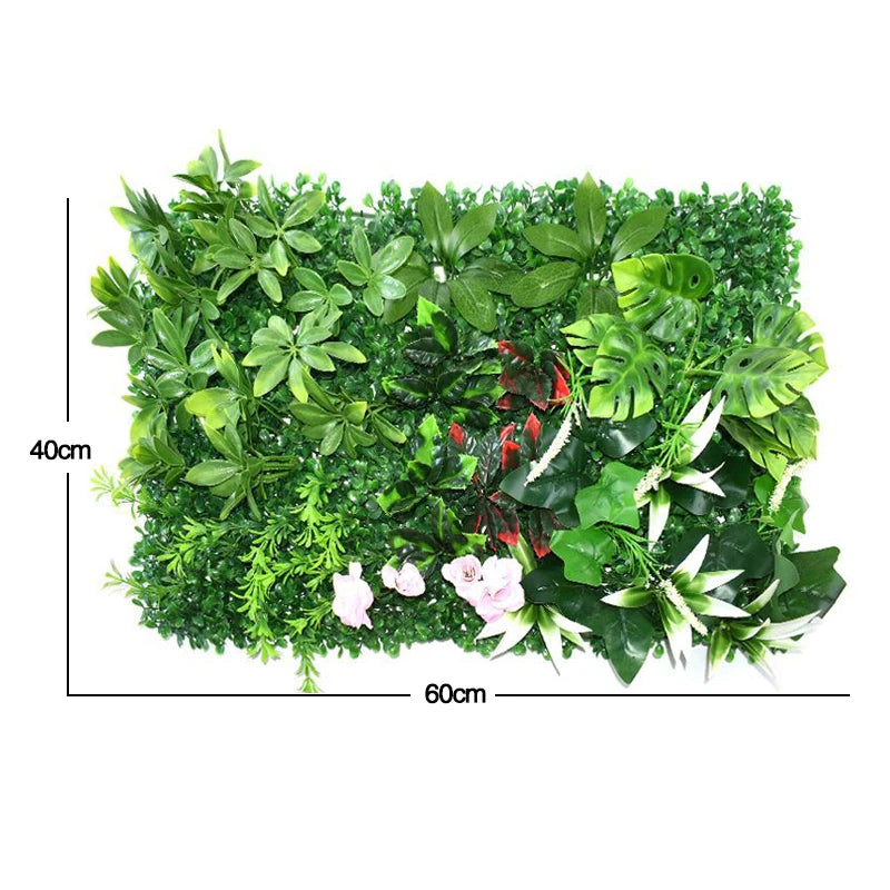 60x40cm Artificial Plant Green Wall Landscape Home Garden Jungle Decor Fake Plants Plastic Lawn Wall Panels Garden Fence Decorat
