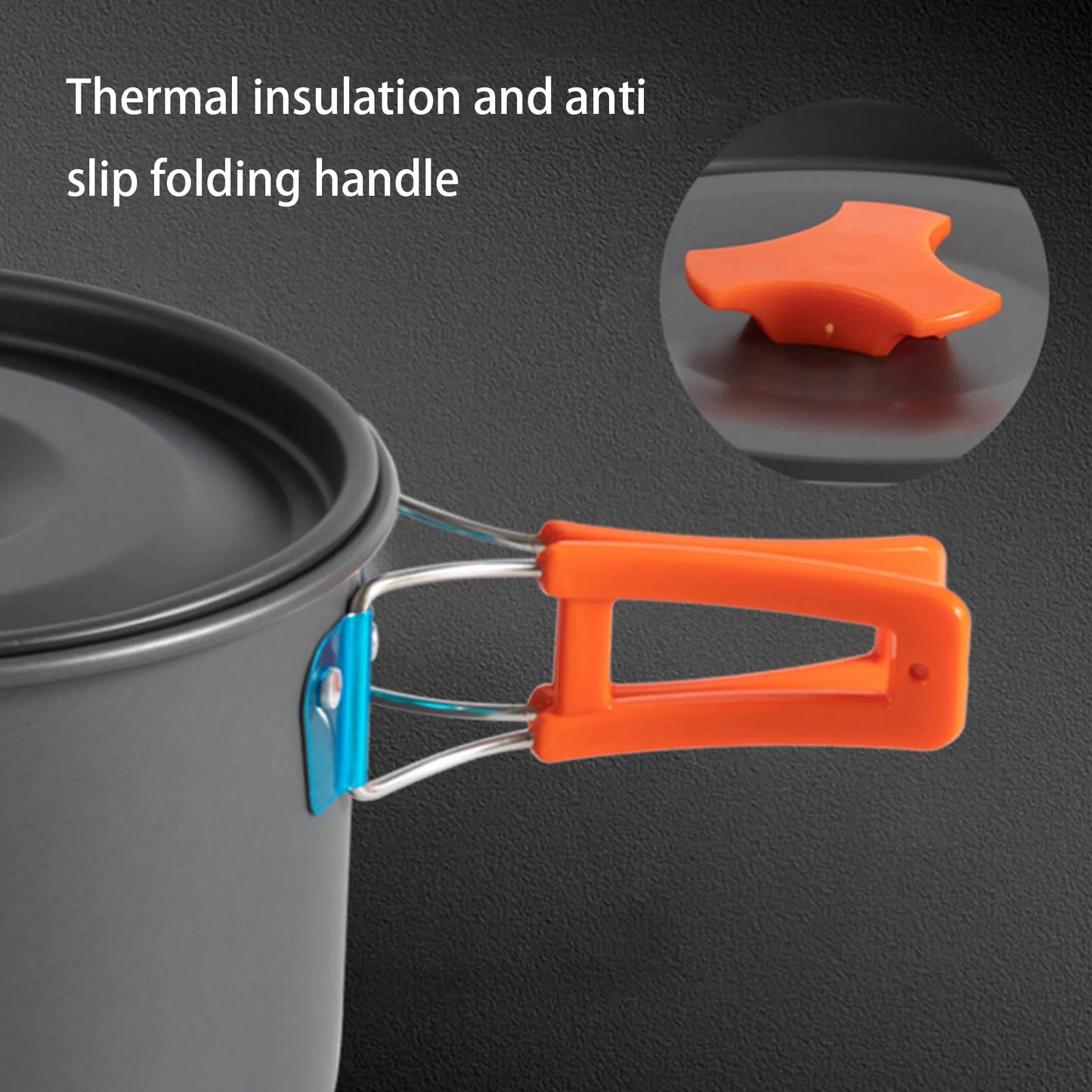 3pcs Camping Cookware Set Portable Non-Stick Aluminum Alloy Pot Pan 1.1L Kettle kit for Outdoor Survival Cooking Supplies