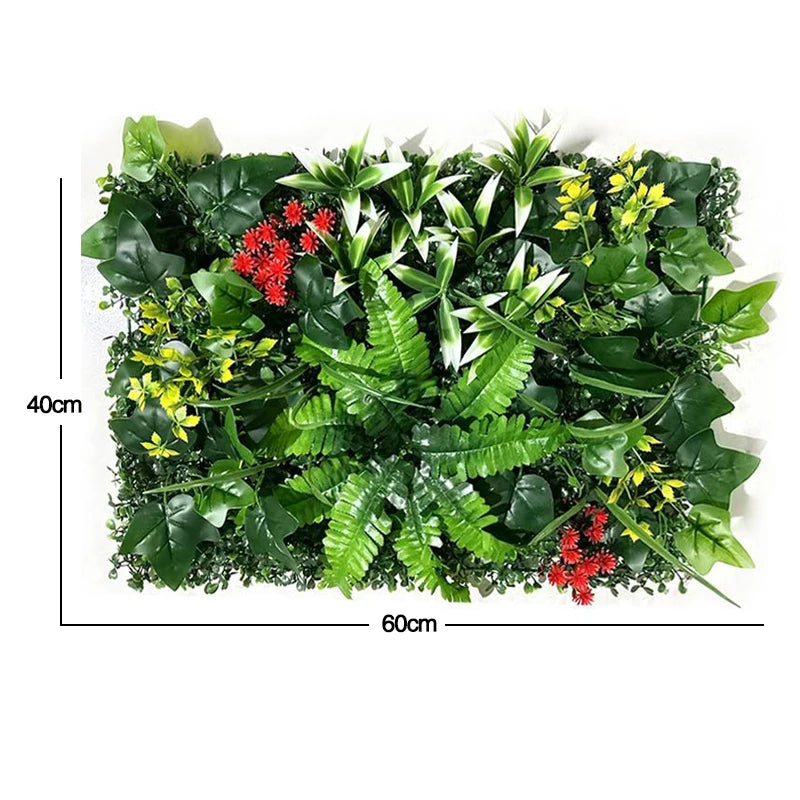 60x40cm Artificial Plant Green Wall Landscape Home Garden Jungle Decor Fake Plants Plastic Lawn Wall Panels Garden Fence Decorat