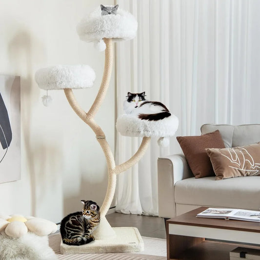 PETSITE 70" Tall Cat Tree, Cat Tower with Scratching Posts and Board, Multi-Level Cat Tower for Large Cats 20 lbs+ with 3 Cozy P