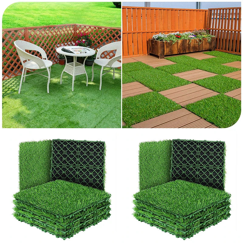 30x30CM Artificial Plant Lawn Green Garden Decor Garden Lawn Patio Balcony Flooring Decor Tiles Turf Mat Grass Rug Suspended Law