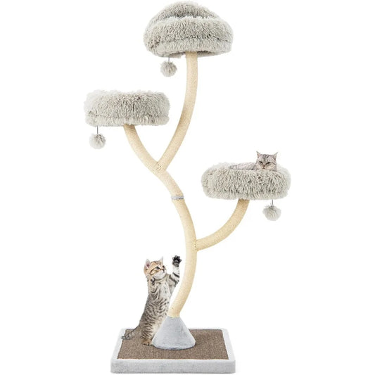 PETSITE 70" Tall Cat Tree, Cat Tower with Scratching Posts and Board, Multi-Level Cat Tower for Large Cats 20 lbs+ with 3 Cozy P