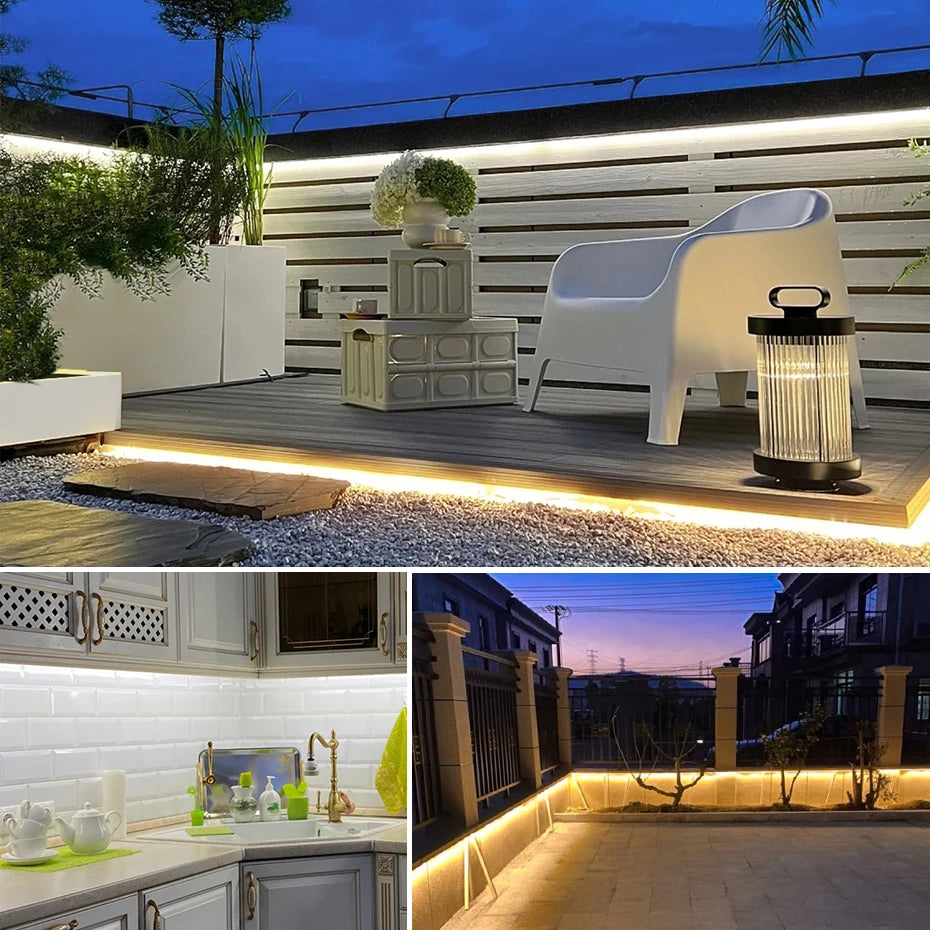 35M 20M Set COB LED Silicone Tube Strip Light 220V 110V Waterproof High Lumen For Outdoor Villa Garden Swimming Pool Yard Decor