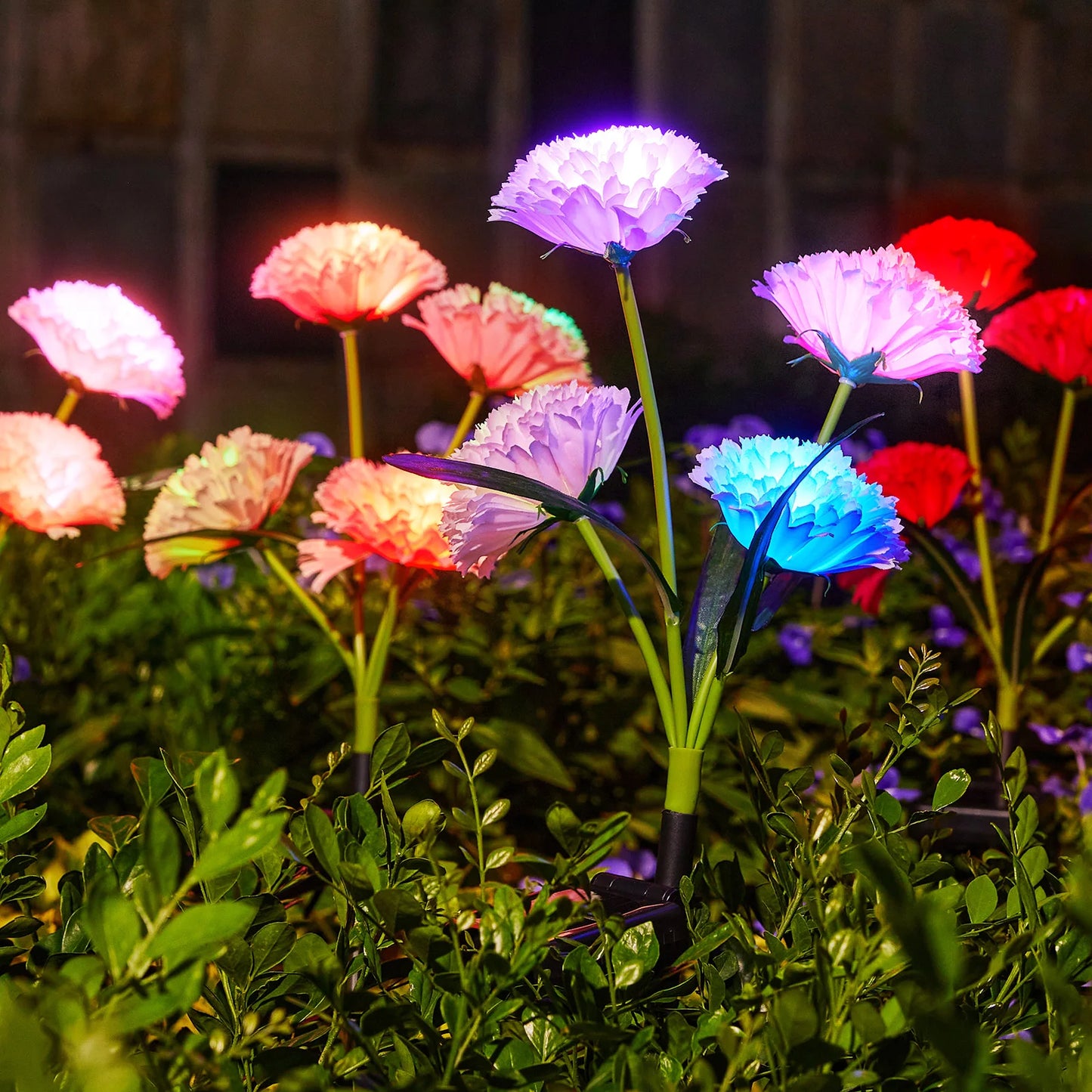 4Pack Solar Flowers Lights with Larger & More Realistic Flower, Outdoor Decor for Garden/Patio/Yard/Ideal Gift
