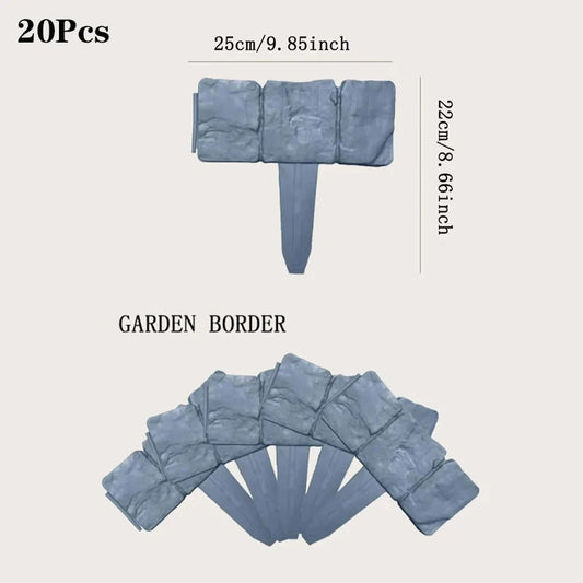 20/10/5pcs Plastic Garden Edging Border, Imitation Stone Fence Panels, Patio Outdoor Barrier