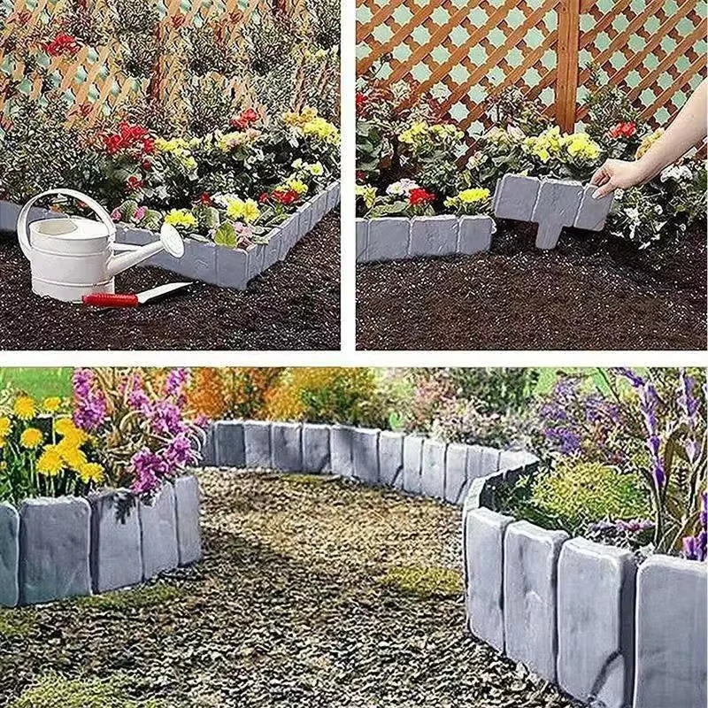 20/10/5pcs Plastic Garden Edging Border, Imitation Stone Fence Panels, Patio Outdoor Barrier