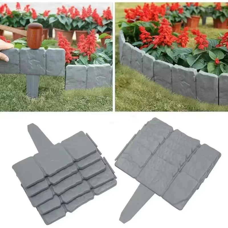 20/10/5pcs Plastic Garden Edging Border, Imitation Stone Fence Panels, Patio Outdoor Barrier