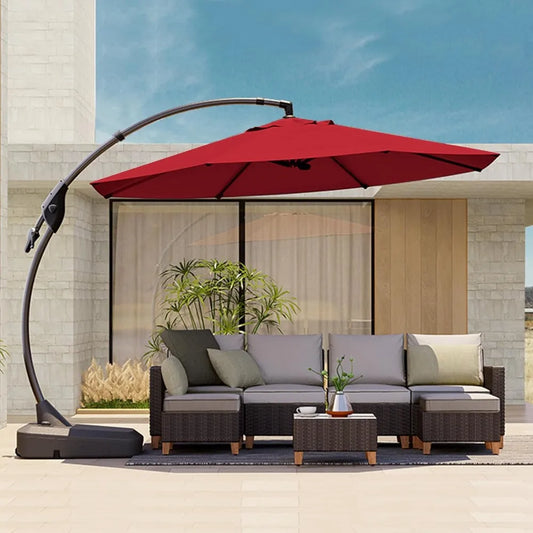 12 FT Outdoor Cantilever Umbrella, Large Round Aluminum Offset Umbrellas with Base for Garden Deck Patio,Outdoor Umbrella
