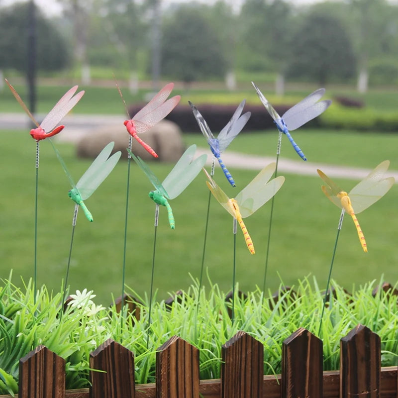 24Pcs 3D Dragonfly Garden Decor Dragon Fly Garden Stakes Dragonflies Garden Ornaments Dragonfly Stakes