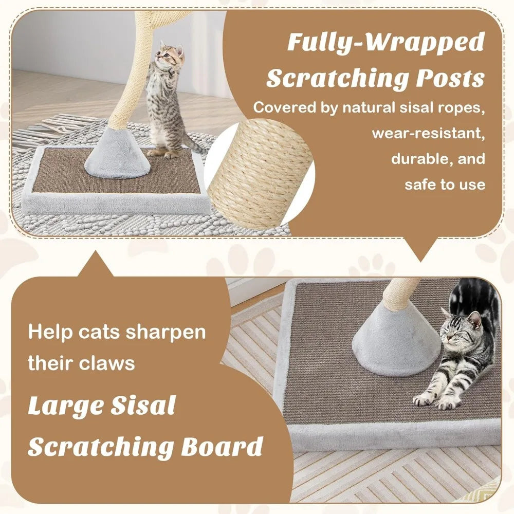 PETSITE 70" Tall Cat Tree, Cat Tower with Scratching Posts and Board, Multi-Level Cat Tower for Large Cats 20 lbs+ with 3 Cozy P