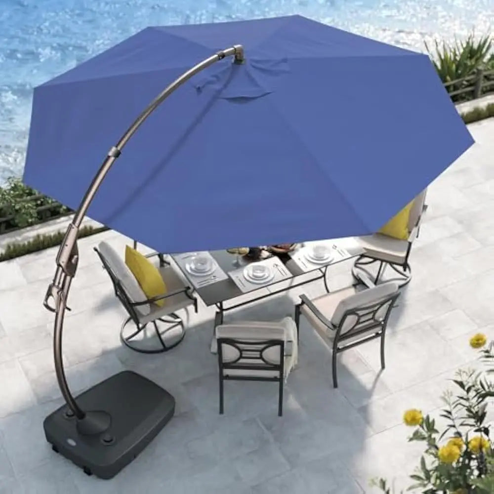 12 FT Outdoor Cantilever Umbrella, Large Round Aluminum Offset Umbrellas with Base for Garden Deck Patio,Outdoor Umbrella