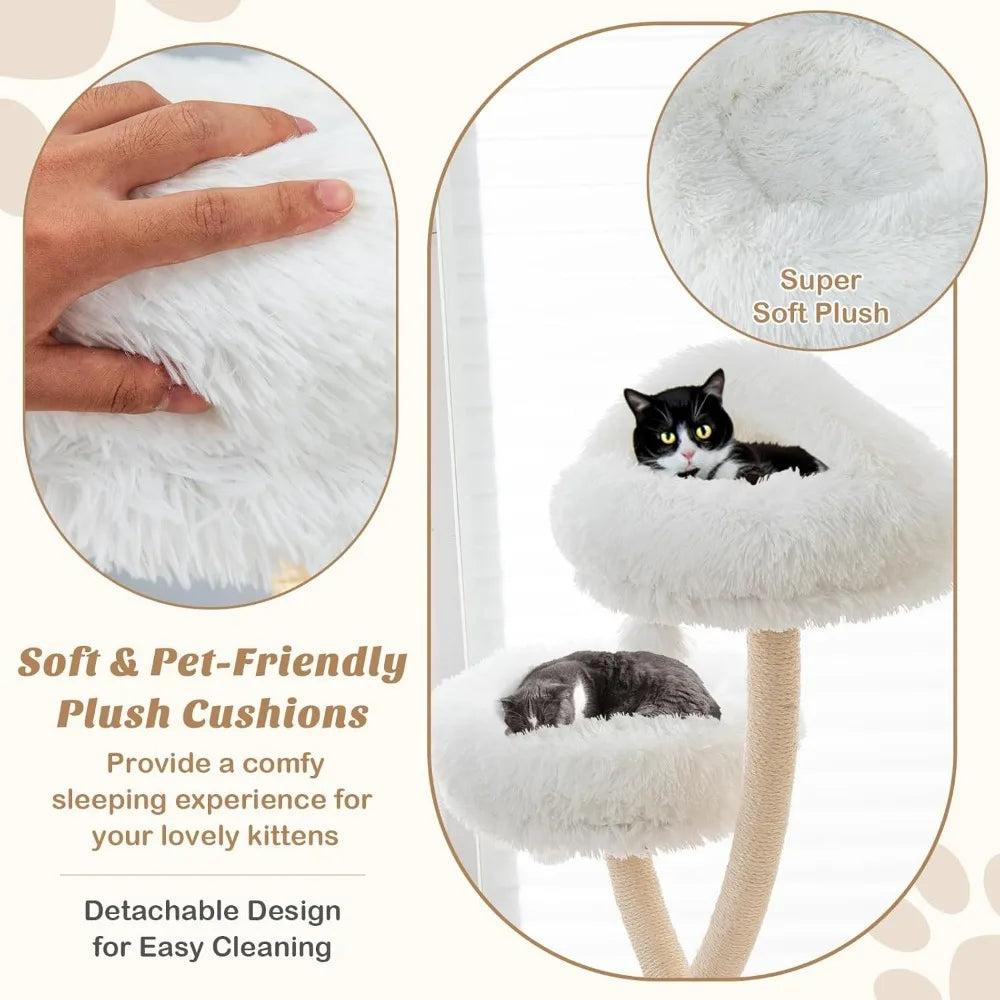 PETSITE 70" Tall Cat Tree, Cat Tower with Scratching Posts and Board, Multi-Level Cat Tower for Large Cats 20 lbs+ with 3 Cozy P