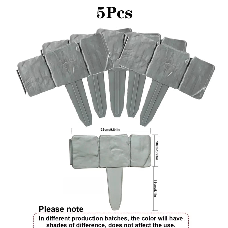 20/10/5pcs Plastic Garden Edging Border, Imitation Stone Fence Panels, Patio Outdoor Barrier