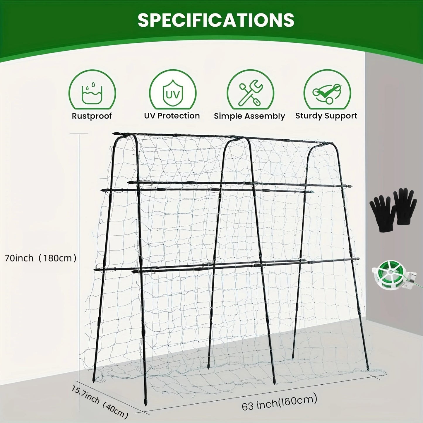 70inch Garden Trellis, Cucumber Trellis, Plant vegetable climbing frame, cucumber trellis metal, Garden Tunnel Trellis with