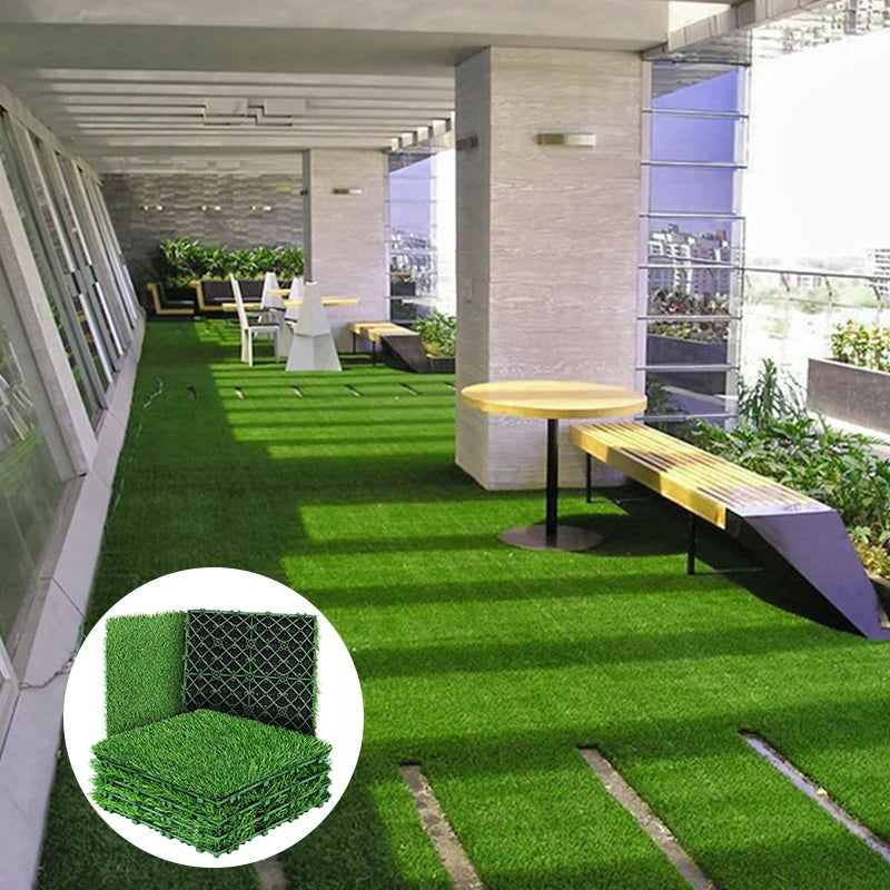 30x30CM Artificial Plant Lawn Green Garden Decor Garden Lawn Patio Balcony Flooring Decor Tiles Turf Mat Grass Rug Suspended Law