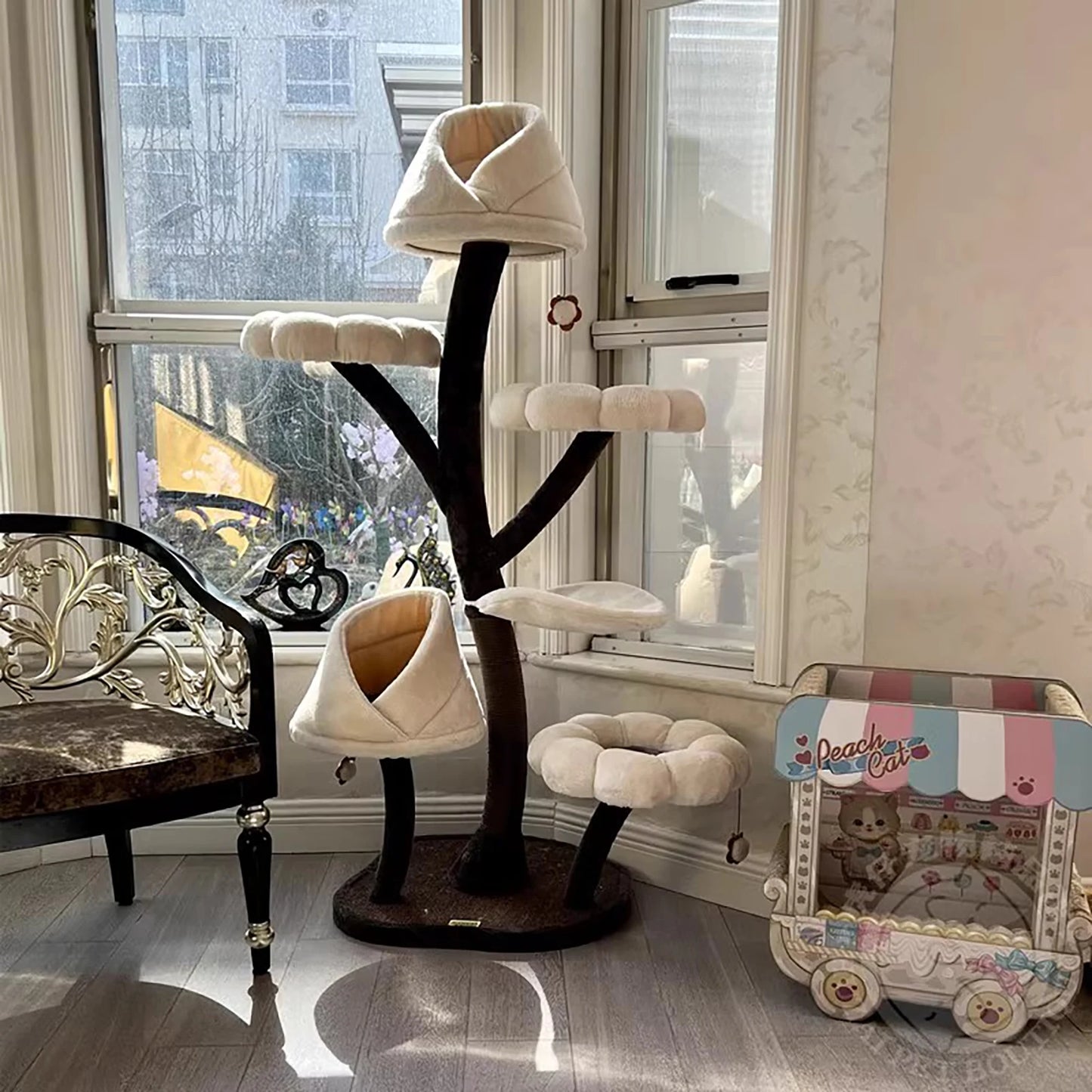 Large Cat Tree, Multi-Level Tall Cat Tower with Sisal Scratching Posts, Hammocks, Cat Condo and Removable Washable Cushions