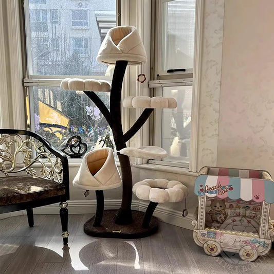 Large Cat Tree, Multi-Level Tall Cat Tower with Sisal Scratching Posts, Hammocks, Cat Condo and Removable Washable Cushions