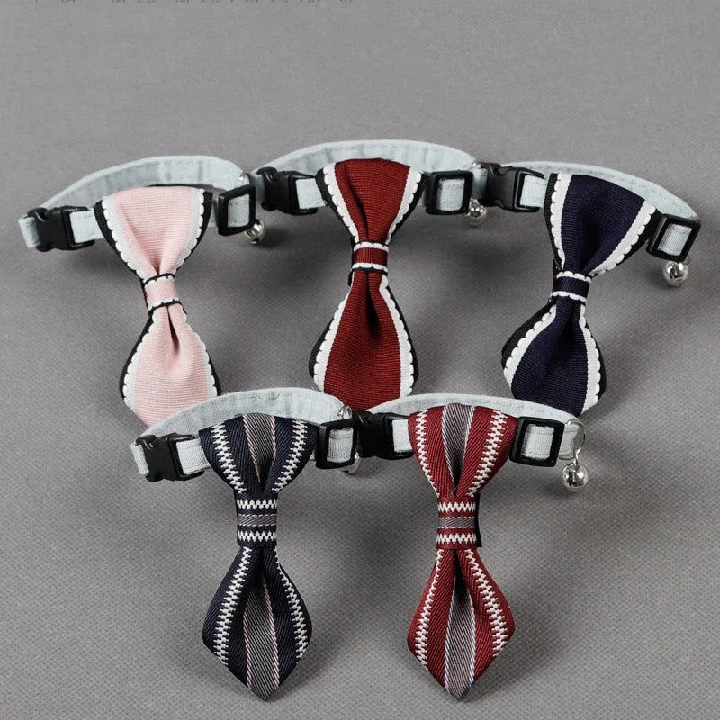 Pet Tie Adjustable Cat Dog Collars Small Medium Large Dogs With Bells Bow Tie Collar Dog Accessories Soft Oxford Puppy Collar