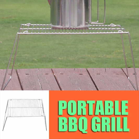 Portable Grill for Camping Stainless Steel Mini BBQ Tools Outdoor Barbecue Accessories Portable BBQ Mesh Barbecue Silver Tools