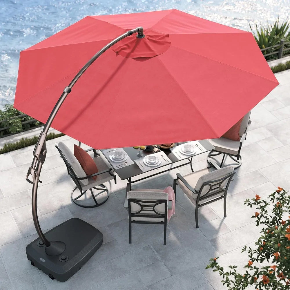 12 FT Outdoor Cantilever Umbrella, Large Round Aluminum Offset Umbrellas with Base for Garden Deck Patio,Outdoor Umbrella