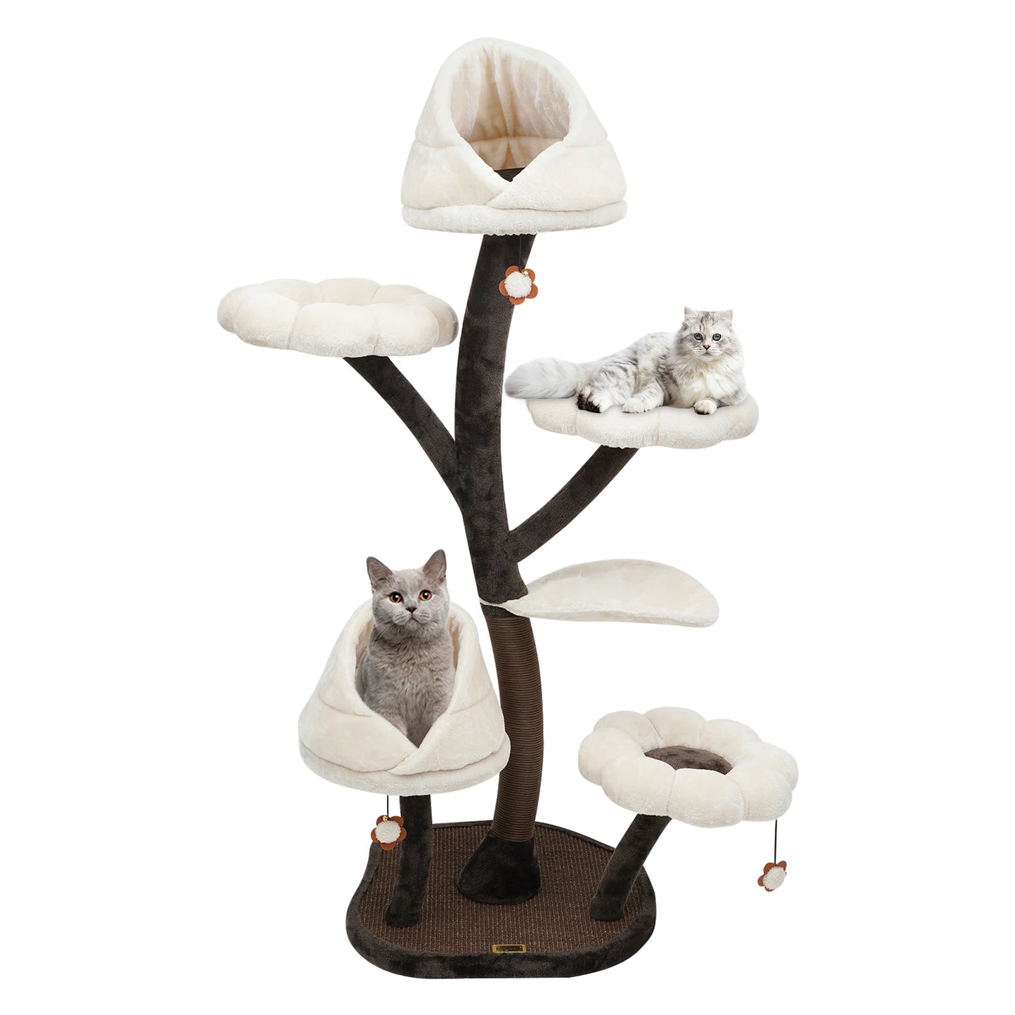 Large Cat Tree, Multi-Level Tall Cat Tower with Sisal Scratching Posts, Hammocks, Cat Condo and Removable Washable Cushions