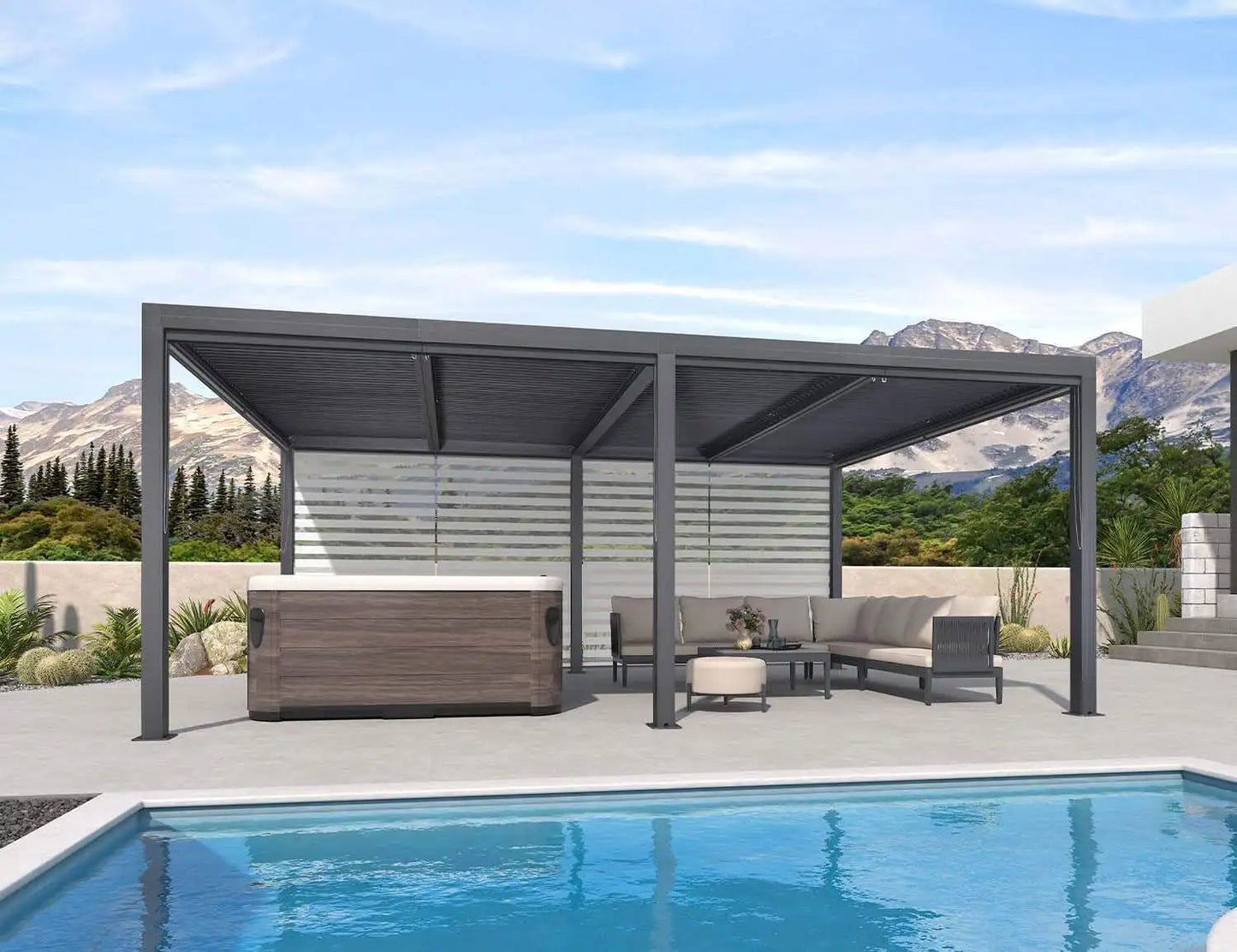 Garden Adjustable Outdoor Gazebo Customized Modern Bioclimatic Motorized Aluminium Louver Pergola