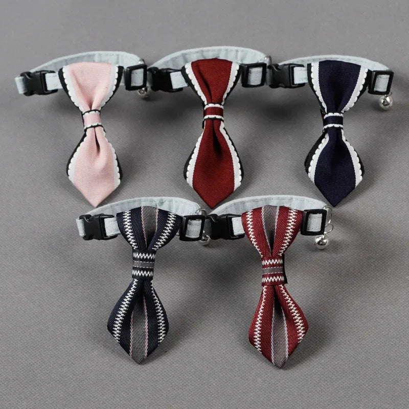 Pet Tie Adjustable Cat Dog Collars Small Medium Large Dogs With Bells Bow Tie Collar Dog Accessories Soft Oxford Puppy Collar